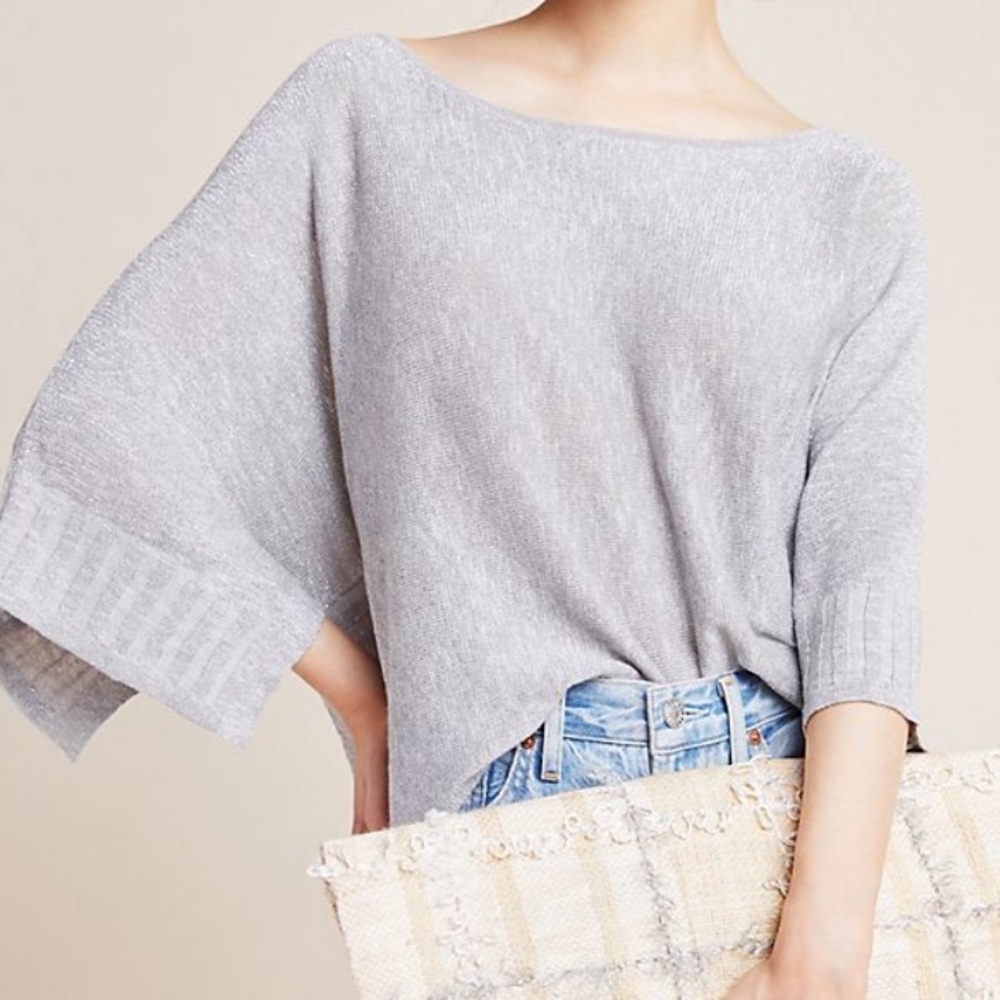 Anthropologie Shimmer Pullover NWT gray